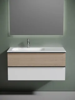 Подвесная тумба под раковину Sancos Delta DL100LW левая 100см дуб светлый/белый